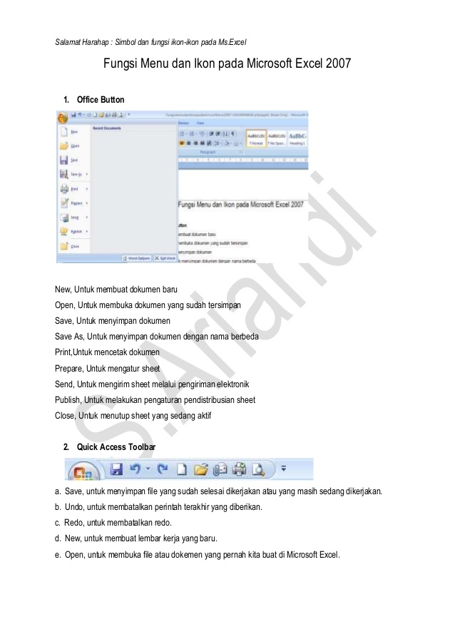 fungsi menu dan ikon pada microsoft office word 2007